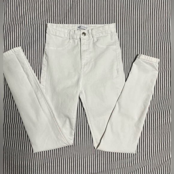 ZARA DENIM SKINNY HIGH WAIST WHITE Pant Woman, stretchy, SIZE 2 - Picture 8 of 16